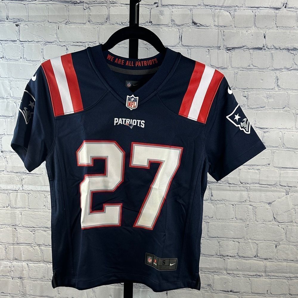 🧢 Nike NFL Youth Patriots JC Jackson Jersey #27 Blue S (8) NWT